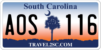 SC license plate AOS116