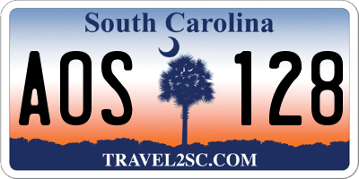 SC license plate AOS128