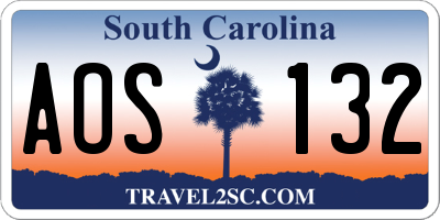 SC license plate AOS132