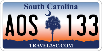SC license plate AOS133