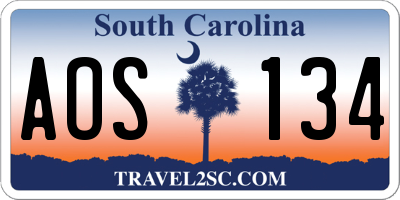 SC license plate AOS134