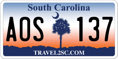 SC license plate AOS137