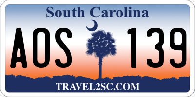 SC license plate AOS139