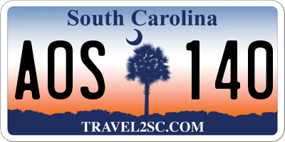SC license plate AOS140