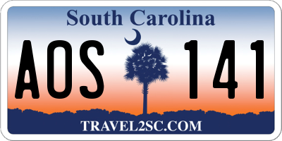 SC license plate AOS141