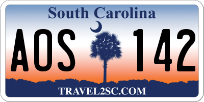 SC license plate AOS142