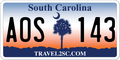 SC license plate AOS143