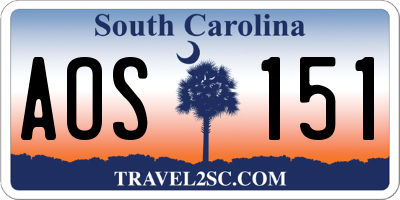 SC license plate AOS151