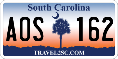 SC license plate AOS162