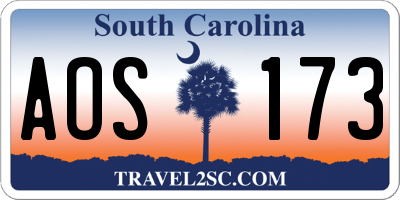 SC license plate AOS173