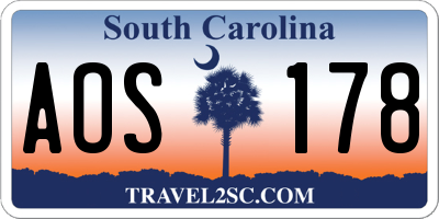 SC license plate AOS178