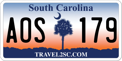 SC license plate AOS179