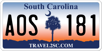 SC license plate AOS181