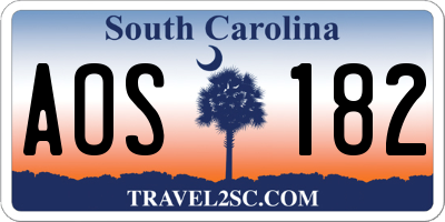 SC license plate AOS182