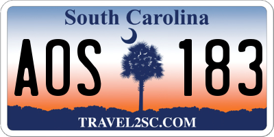 SC license plate AOS183