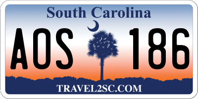 SC license plate AOS186