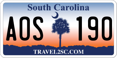 SC license plate AOS190