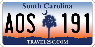 SC license plate AOS191