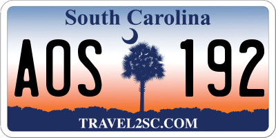 SC license plate AOS192