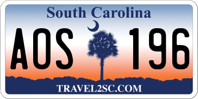 SC license plate AOS196