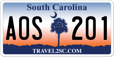 SC license plate AOS201
