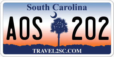 SC license plate AOS202