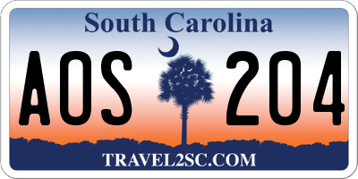 SC license plate AOS204