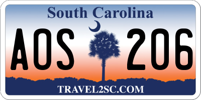 SC license plate AOS206