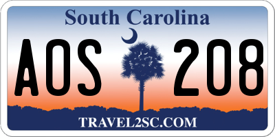 SC license plate AOS208