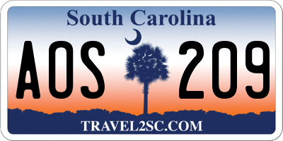 SC license plate AOS209