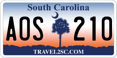 SC license plate AOS210