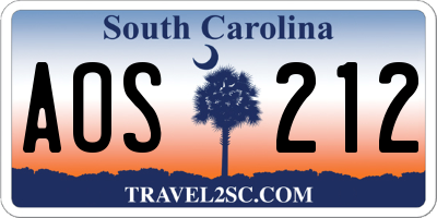 SC license plate AOS212