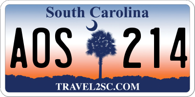 SC license plate AOS214