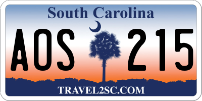 SC license plate AOS215
