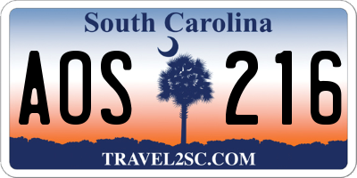 SC license plate AOS216