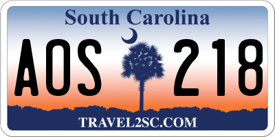SC license plate AOS218