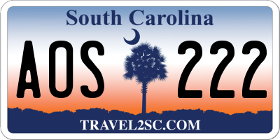 SC license plate AOS222