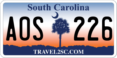 SC license plate AOS226