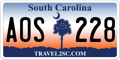 SC license plate AOS228