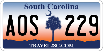 SC license plate AOS229