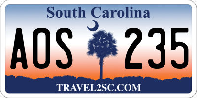 SC license plate AOS235
