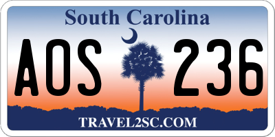 SC license plate AOS236