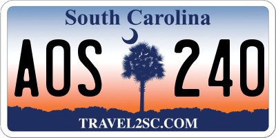 SC license plate AOS240
