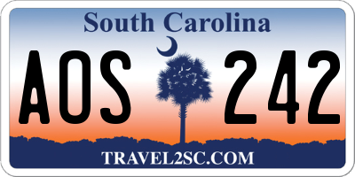 SC license plate AOS242