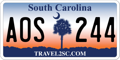 SC license plate AOS244