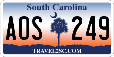 SC license plate AOS249