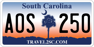 SC license plate AOS250