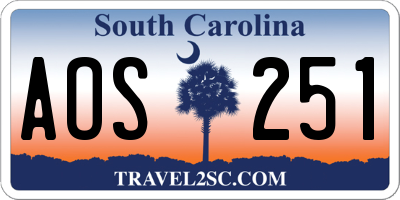 SC license plate AOS251
