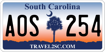 SC license plate AOS254