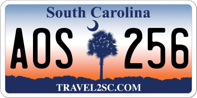 SC license plate AOS256